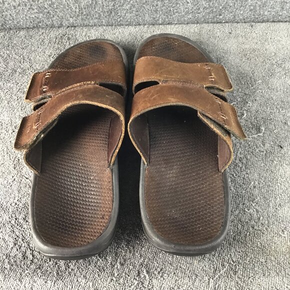 Vionic Men\'s Orthaheel Double Strap Leather Slides Sandals Brown Size 12 main image 6